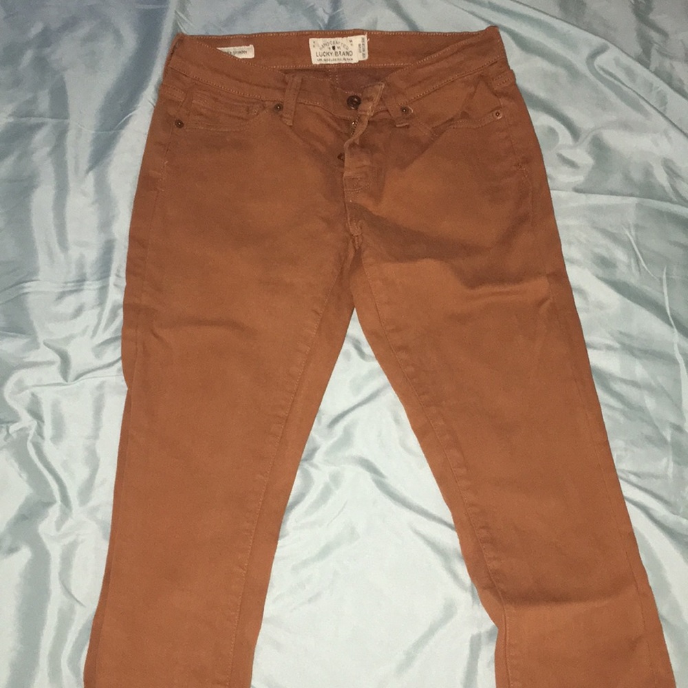Lucky Brand Skinny burnt orange jeans